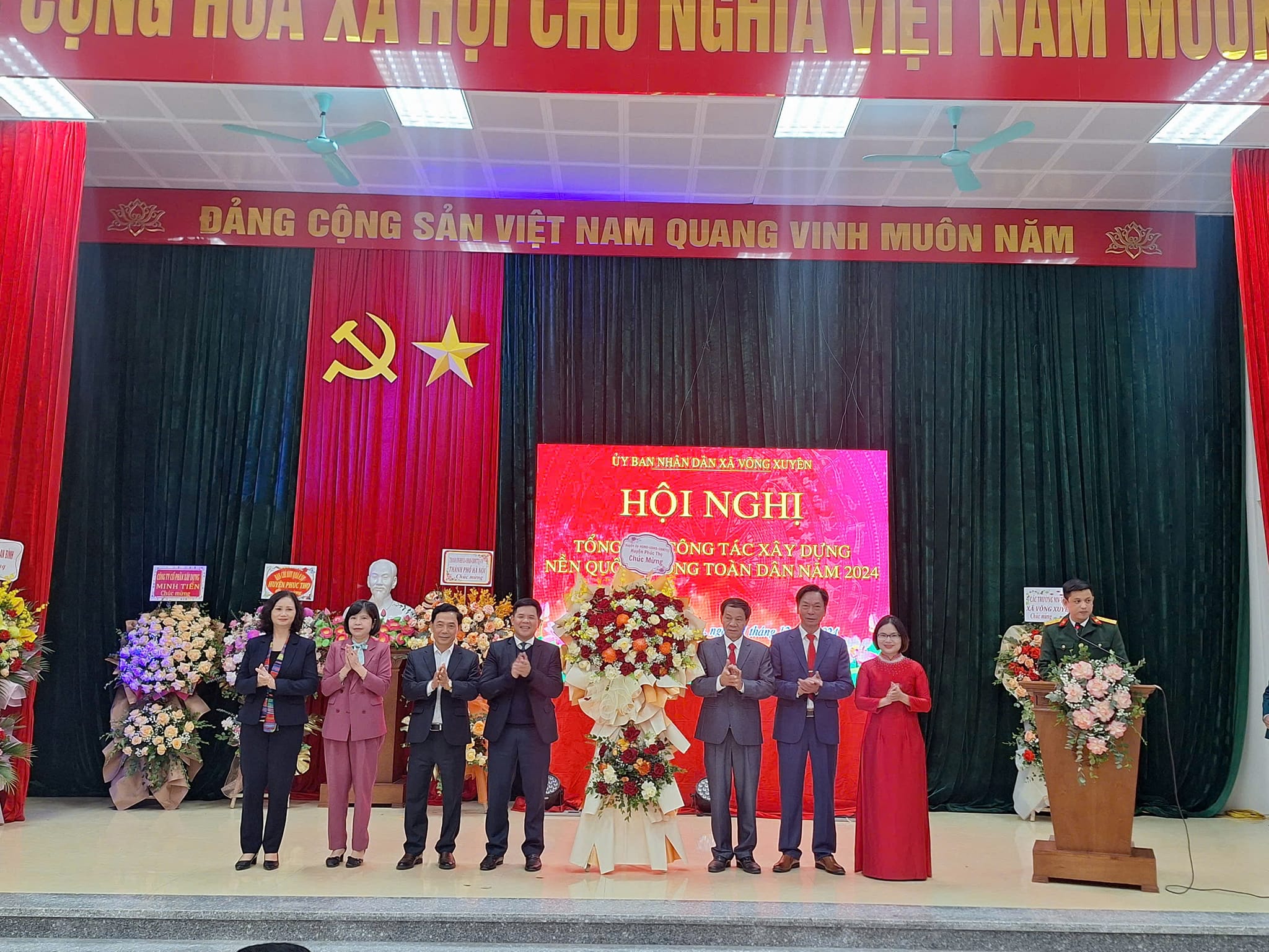 UBND xã Võng Xuyên tổ chức Hội nghị tổng kết công tác xây dựng nền quốc phòng toàn dân năm 2024